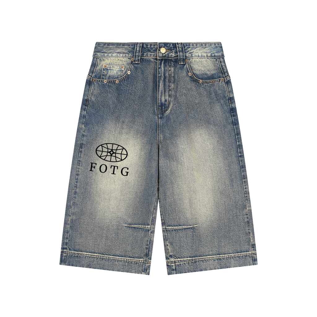 Vintage Wash Baggy Denim Shorts