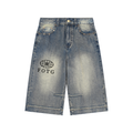 Vintage Wash Baggy Denim Shorts