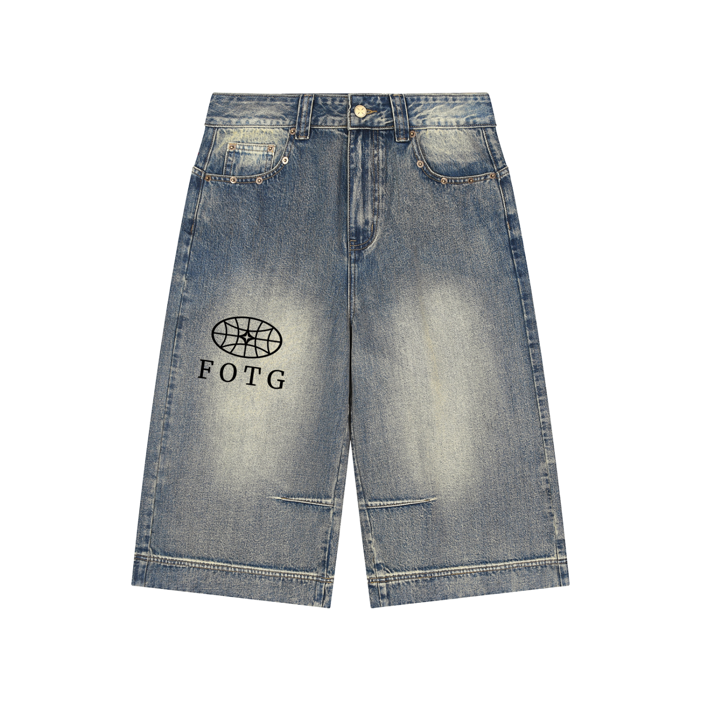 Vintage Wash Baggy Denim Shorts