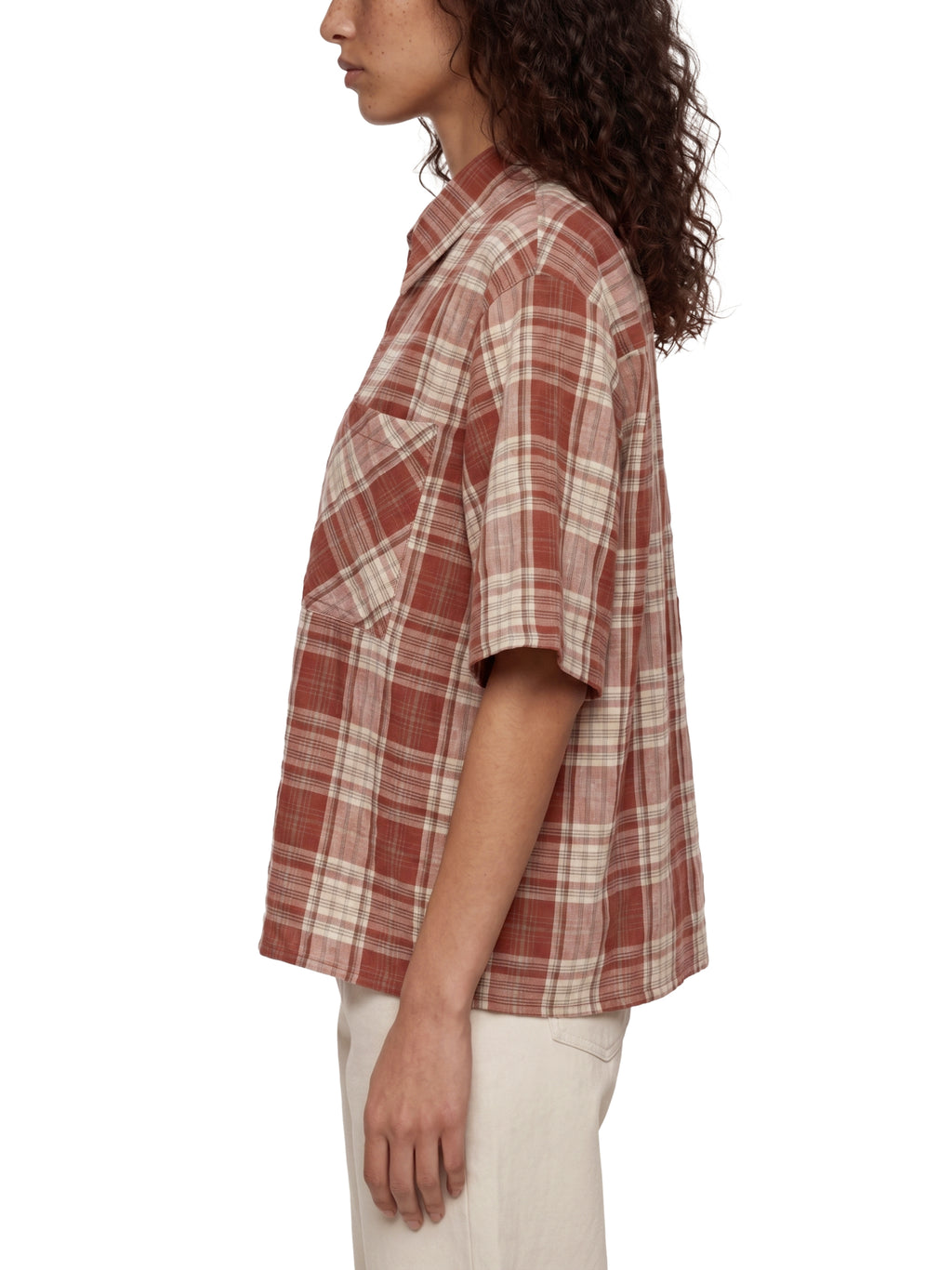 Boxy Unisex Plaid Short Sleeve